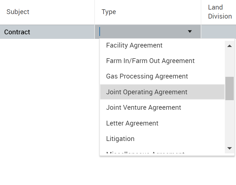 contracts dropdown