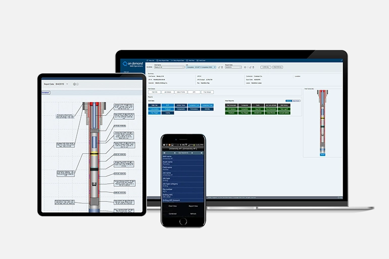 well operations software screenshot on multiple devices - quorum software